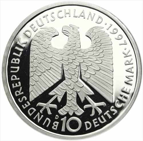 BRD 10 Deutsche Mark 1997 PP Heinrich Heine Münzzeichen D