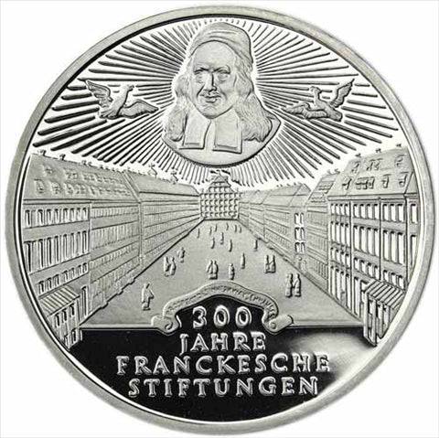 BRD 10 DM 1998 PP Frankesche Stiftungen Münzzeichen F