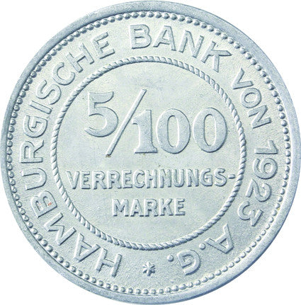 N 36 - 5/100 Verrechungsmarke Hamburger Bank 1923